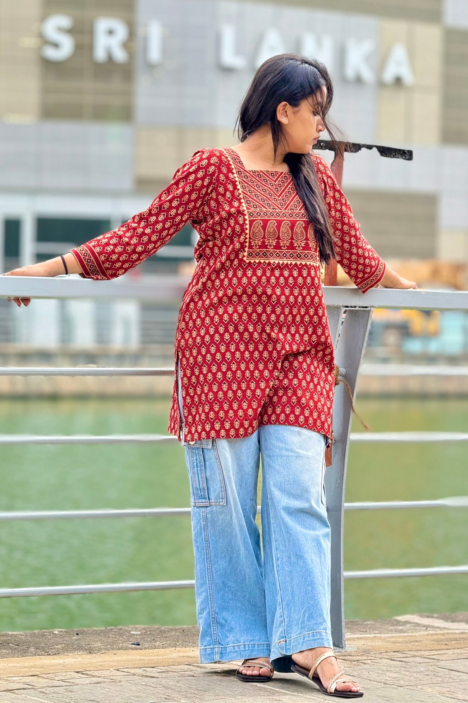 IMG_1580 Ajrak Straight Kurti - Image 1