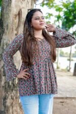 Handblock Peplum Kurti - Image 7