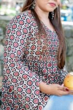 Handblock Peplum Kurti - Image 3