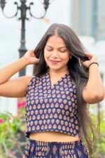 Ajrak  Sleeveless Crop Top