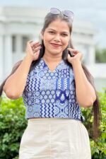 Indigo Sleeveless Crop Top - Image 3