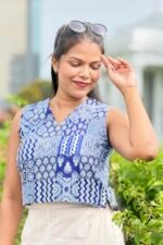 Indigo Sleeveless Crop Top - Image 2