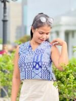 Indigo Sleeveless Crop Top