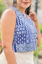 Indigo Sleeveless Crop Top - Image 4